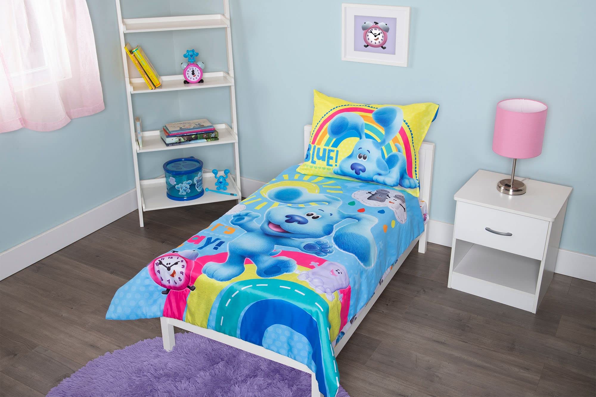 Blue's Clues reversible comforter on soft fabric for easy styling.