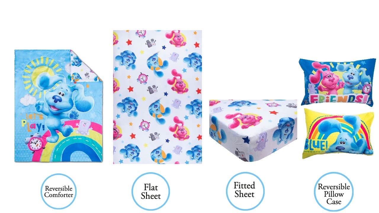 Blue's Clues fitted sheet fits standard crib mattress with gentle touch.