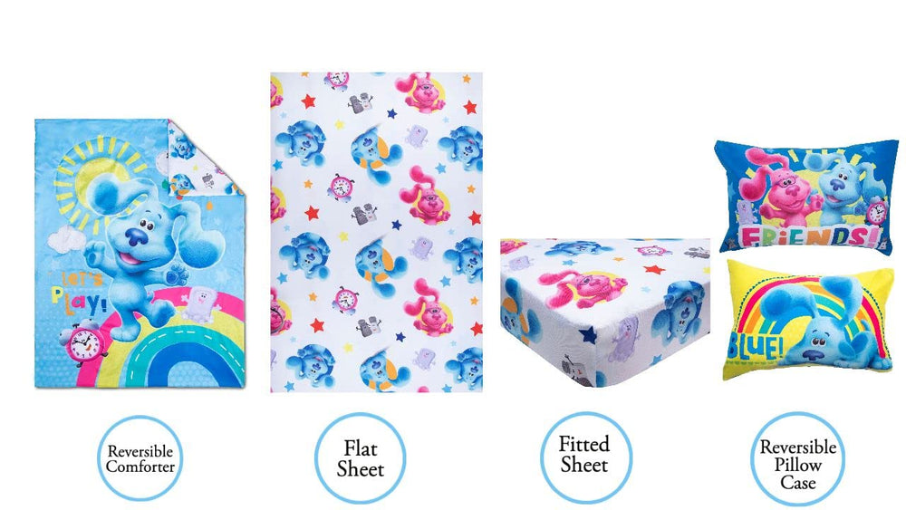 Blue's Clues fitted sheet fits standard crib mattress with gentle touch.
