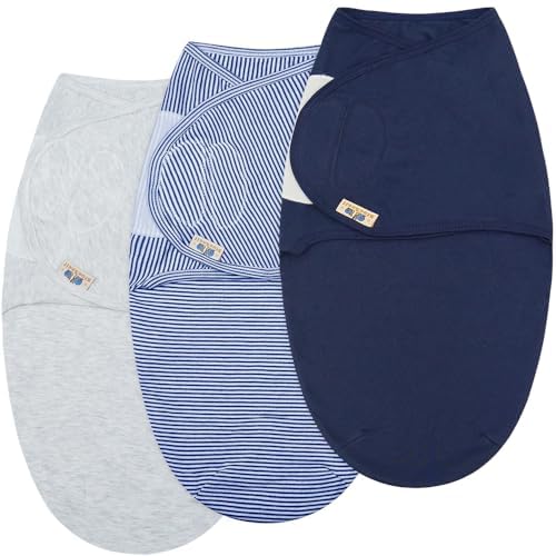 BlueSnail ultra-soft newborn swaddle navy with adjustable hook closure for secure wrap and breathable cotton.