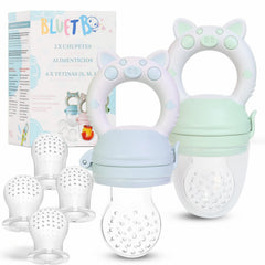 Bluet B baby fruit feeder pacifier in use for safe fruit snacks