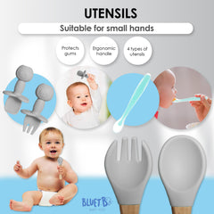 Bluet B silicone baby spoons gentle on gums and easy to clean.