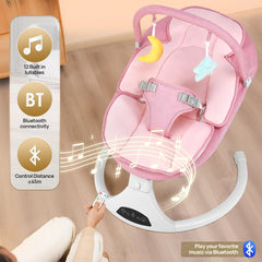 Bluetooth baby swing folded to 20 inches for portable storage.