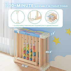 BlueWood 8-panel playpen demonstrates tool-free assembly for quick setup.