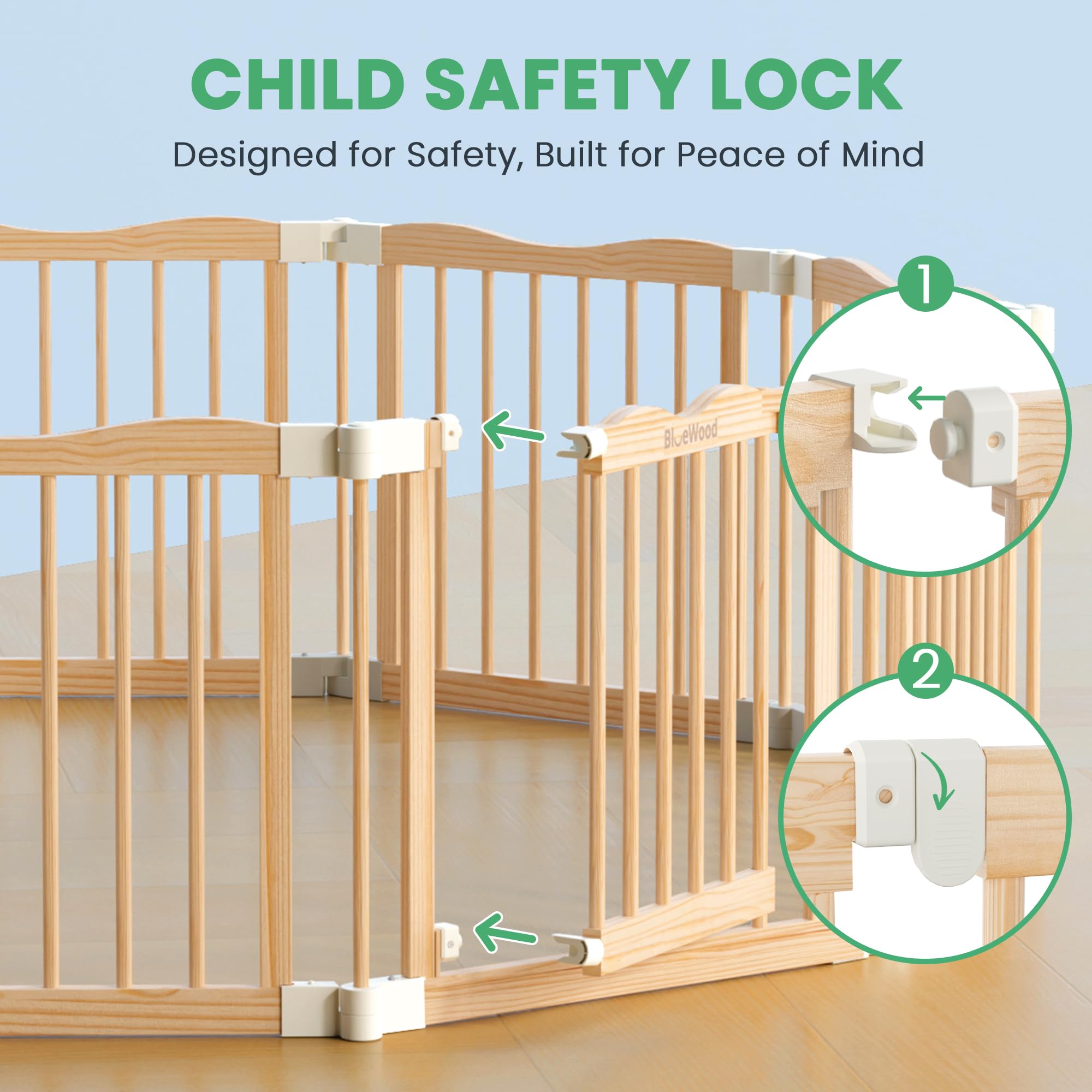 BlueWood adjustable layout with nine locking positions grows with your child.