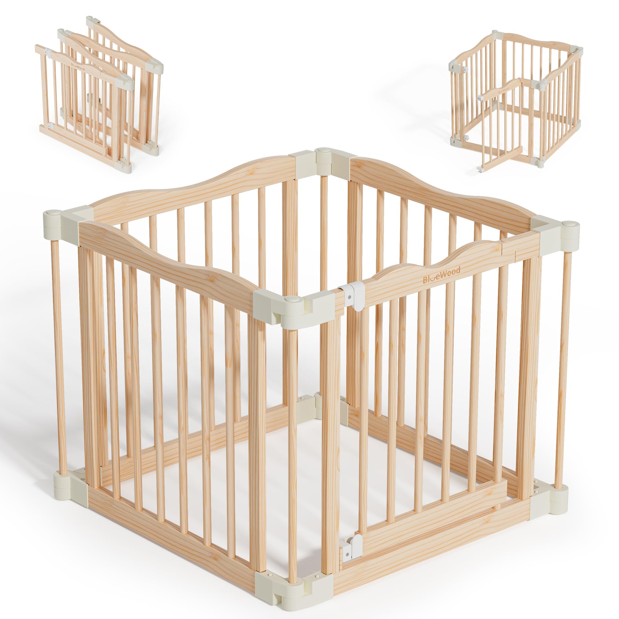 BlueWood Foldable Playpen demonstrating tool-free assembly for a safe baby play space
