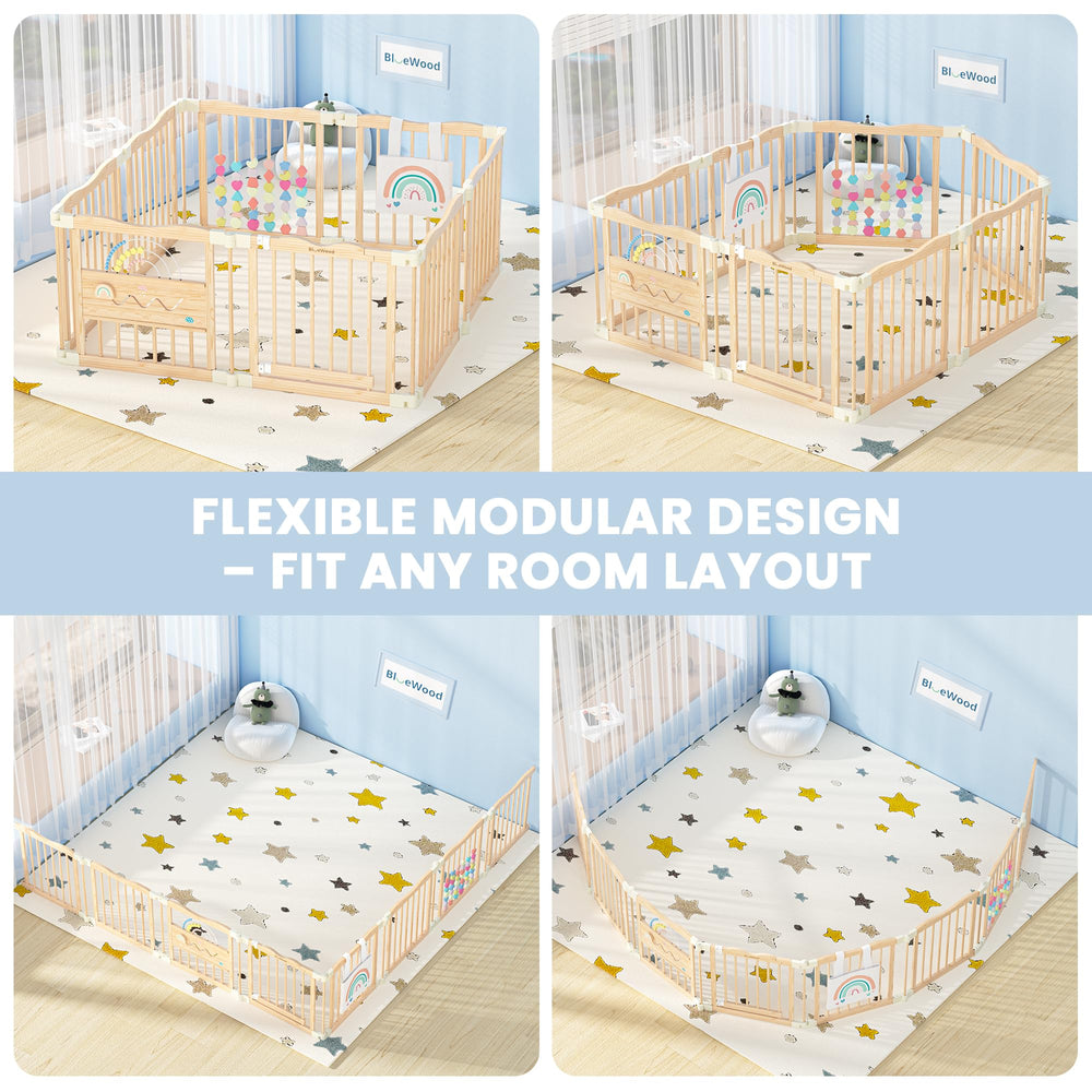 BlueWood Foldable Playpen height 23-6 inch: ample enclosure for growing babies.