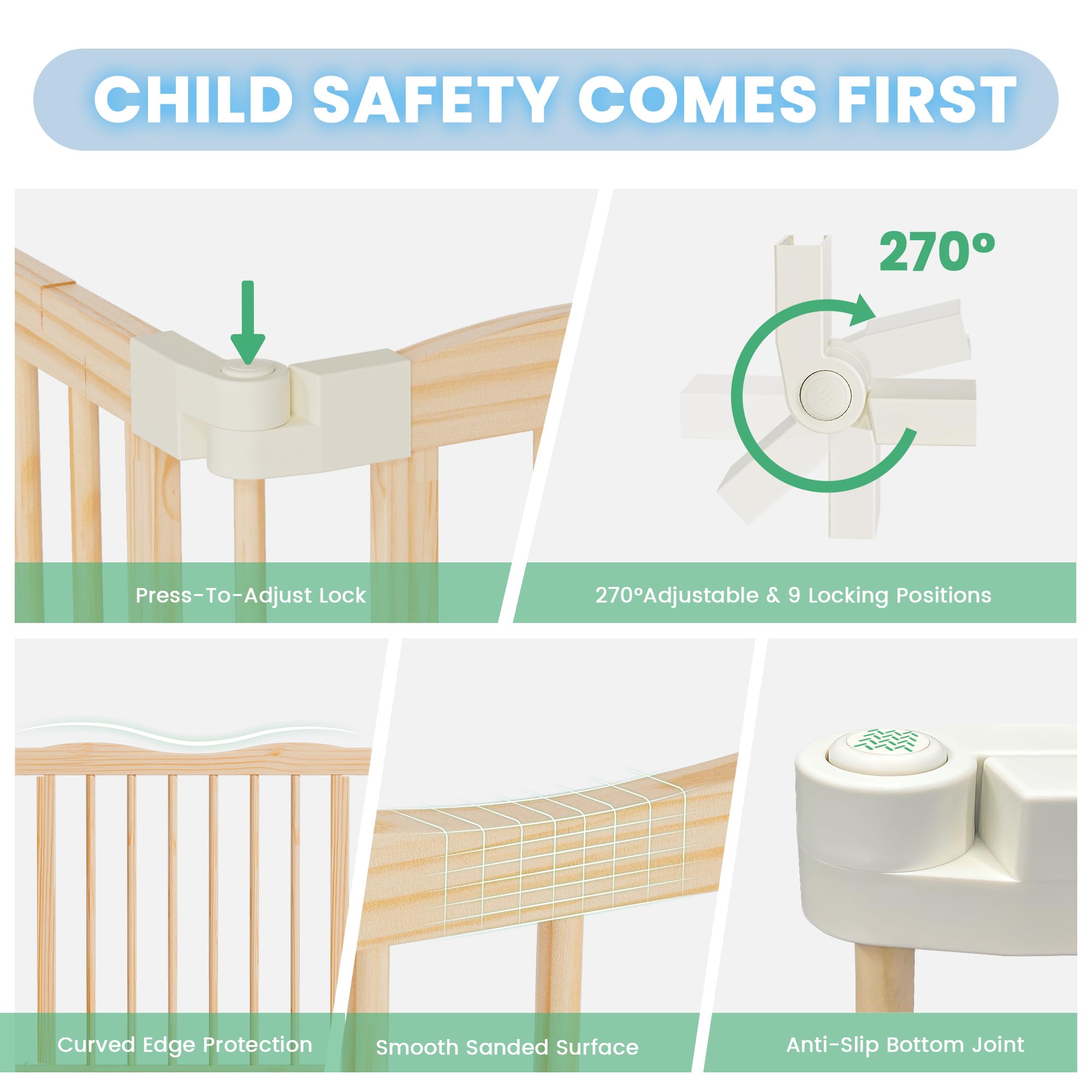 BlueWood foldable playpen portability enables easy travel with child safe space.