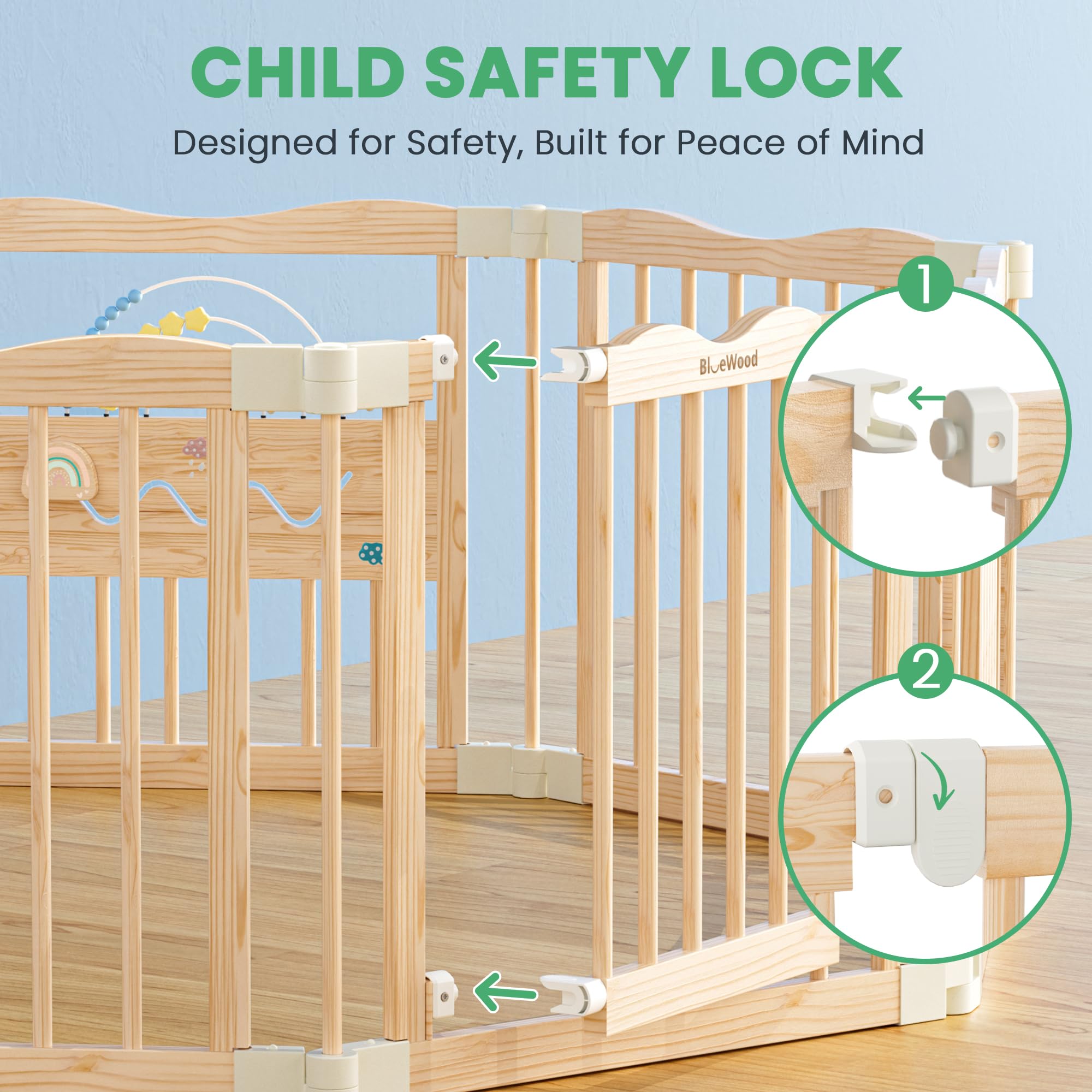 BlueWood Foldable Playpen safe spacing: air flow and clearance for tiny explorers.