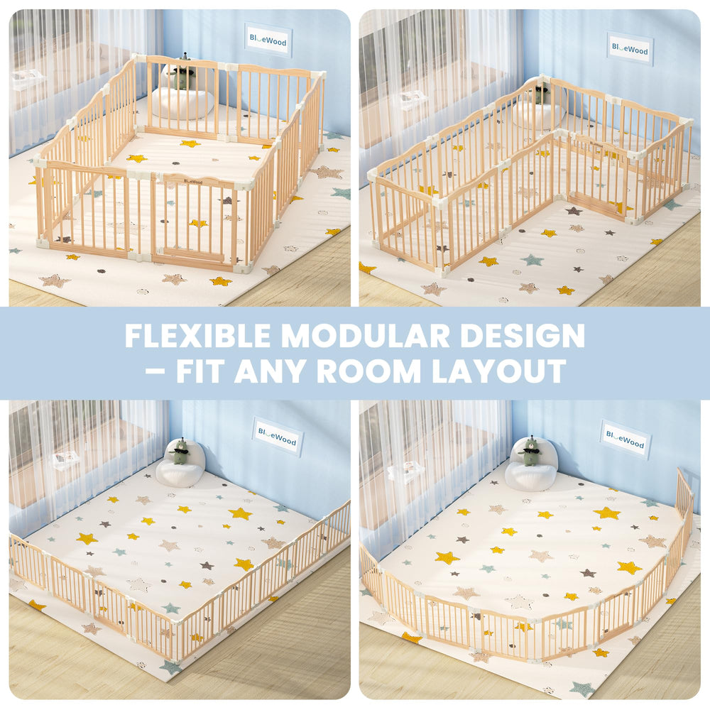 BlueWood natural wood finish blends with nursery while keeping baby comfortable.