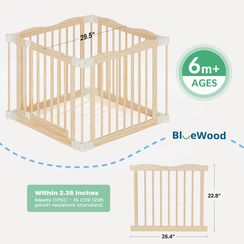 BlueWood six-panel layout forming a spacious play area