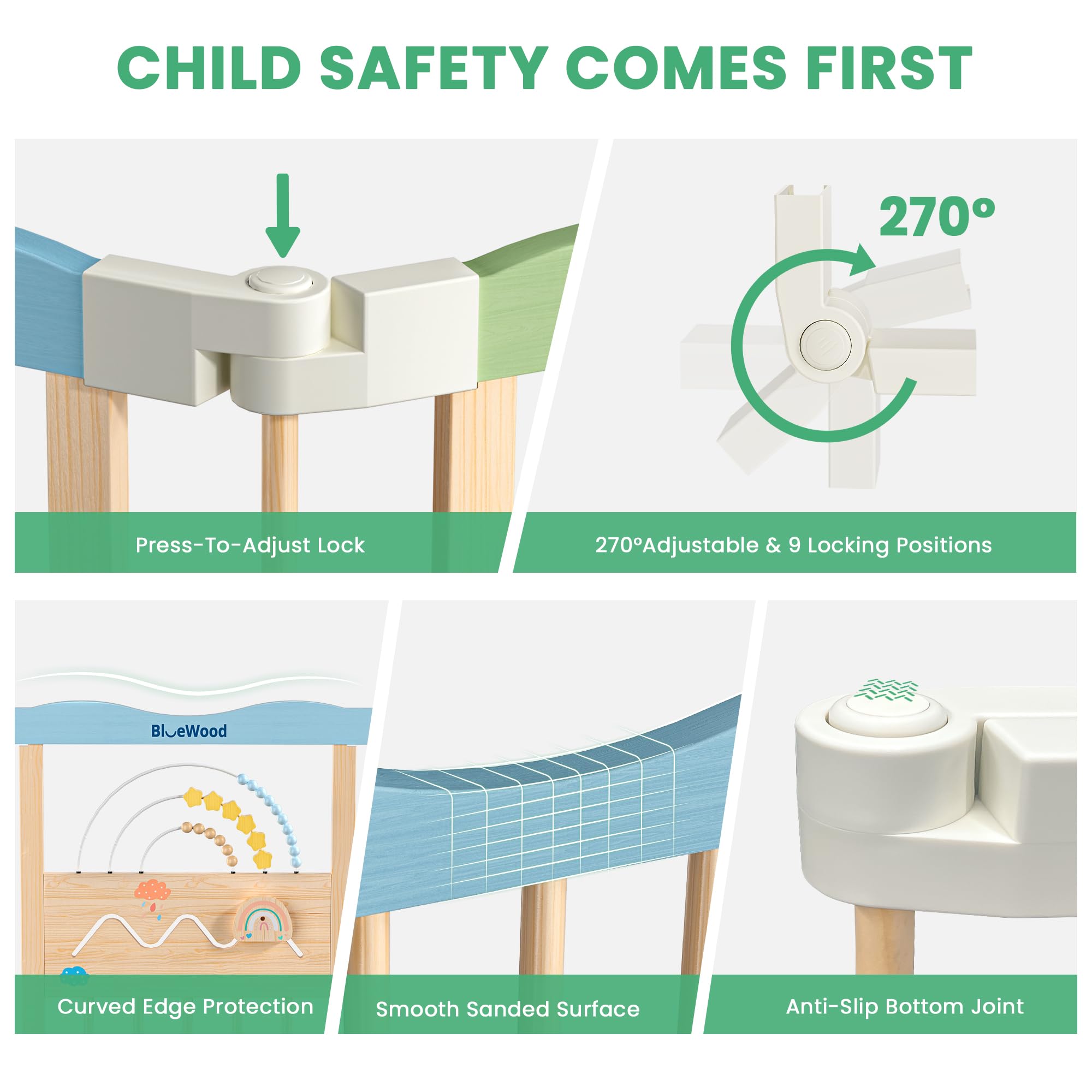 BlueWood playpen adjustable layout adapts to different room shapes