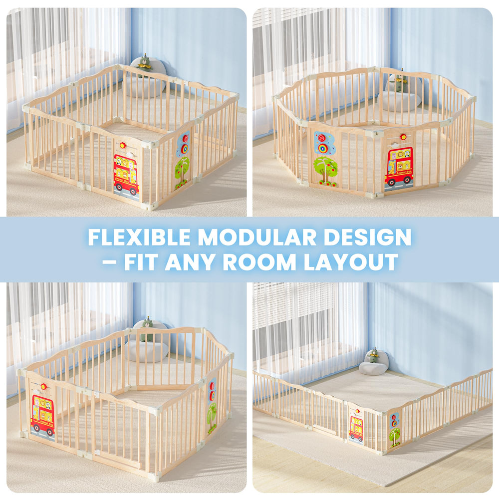 BlueWood durable playpen folds compactly for quick room changes or travel.
