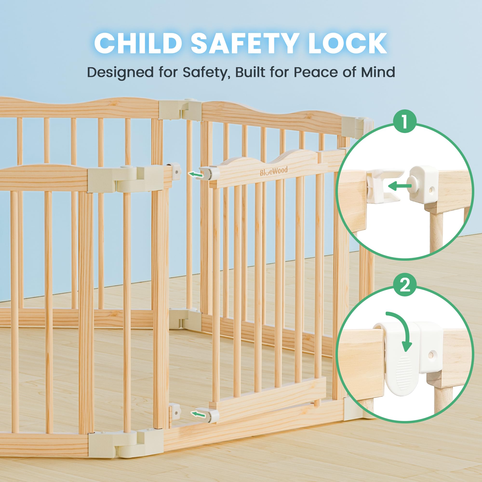 BlueWood rounded corners protection emphasizes gentle edges for teething babies.