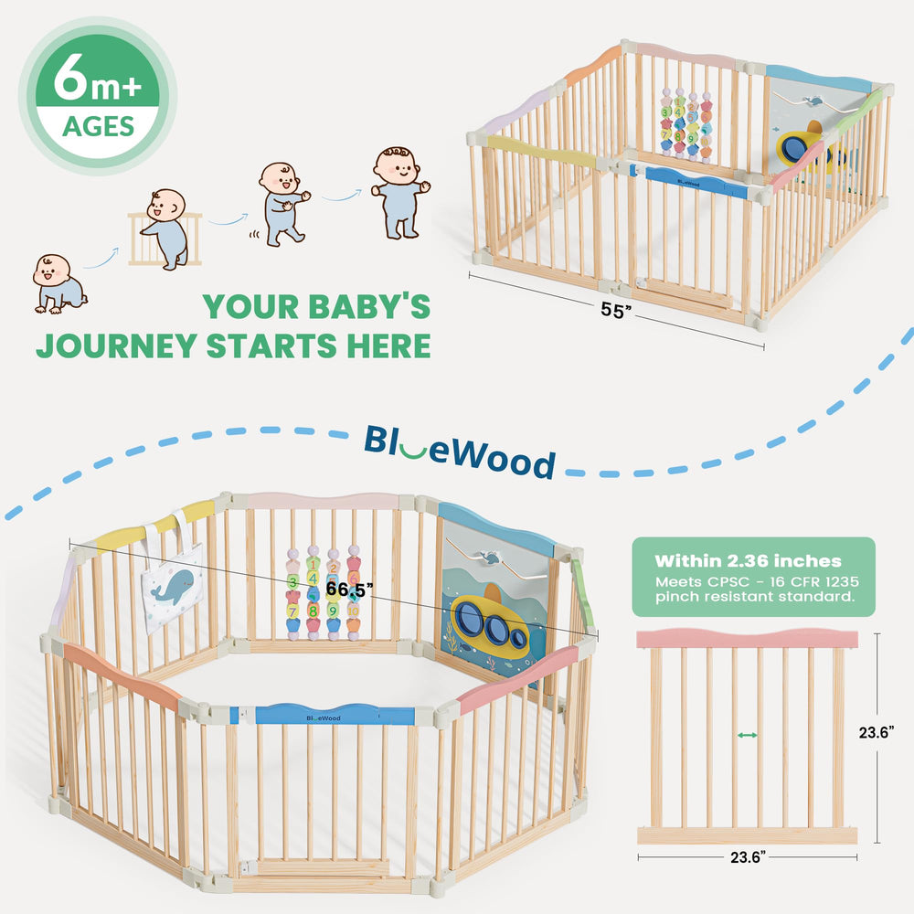 BlueWood safety features with rounded corners and toxin-free coatings protect little ones.