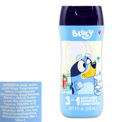 Bluey bath set showing stickers included for bath time