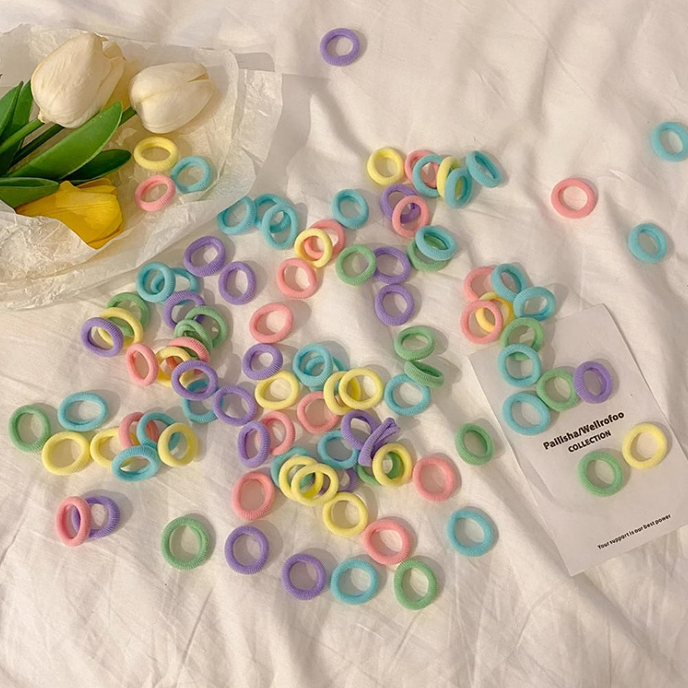 BlueZOO 200pcs cotton hair ties ready for everyday wear and activities.