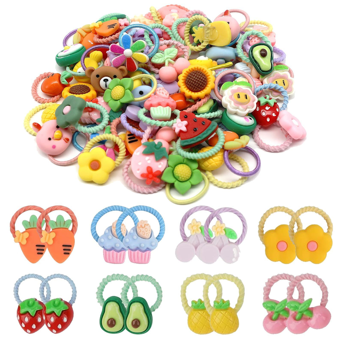 BlueZOO cartoon animal patterns hair ties secure tiny ponies and protect delicate toddler hair