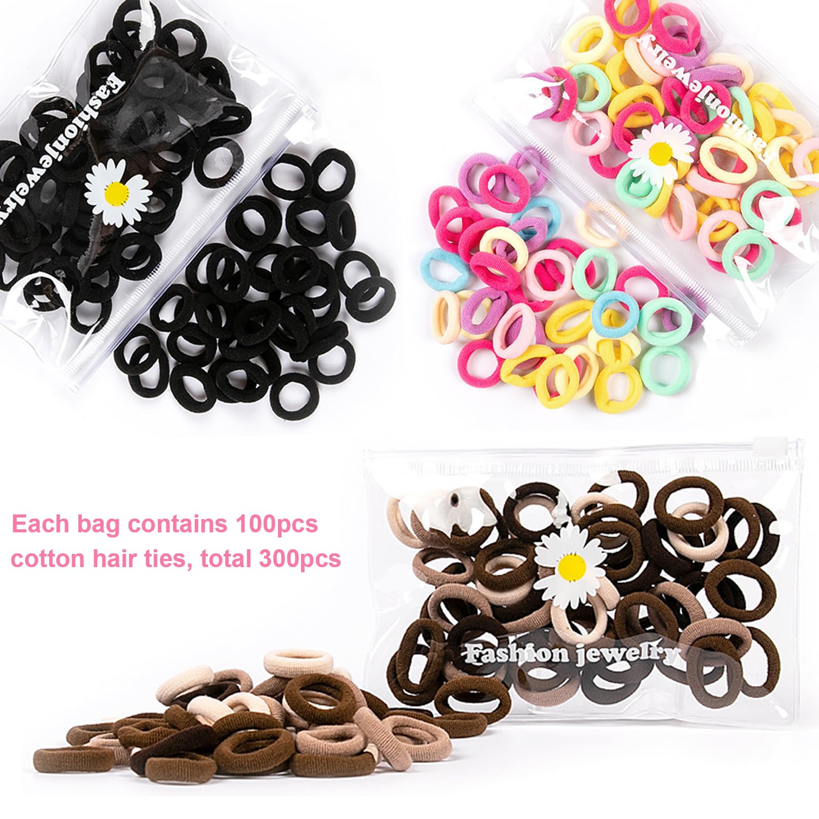 BlueZOO hair ties suitable for thick, thin, curly, and straight hair.