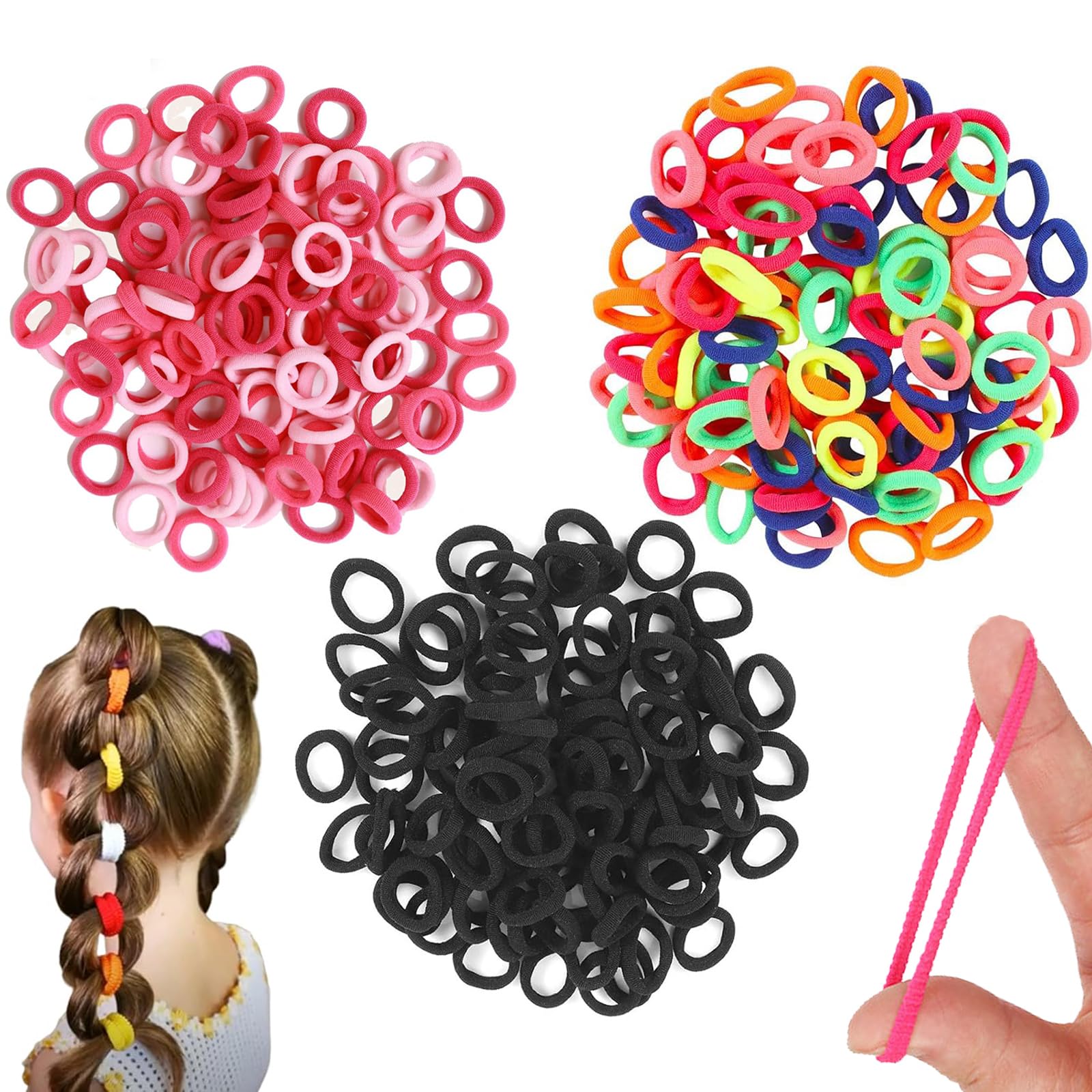 BlueZOO toddler hair ties pack in vibrant colors for quick daily hairstyles.