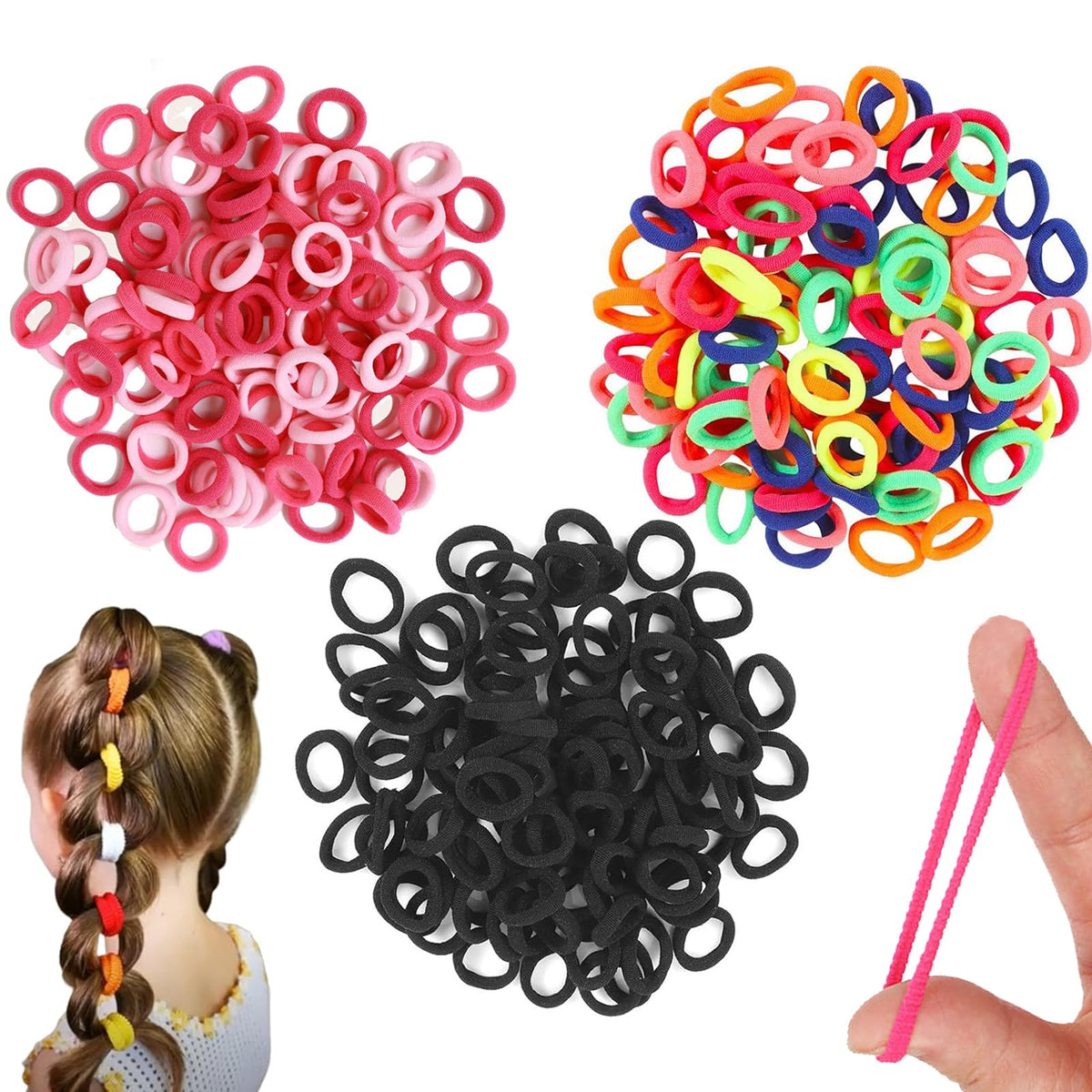 BlueZOO toddler hair ties pack in vibrant colors for quick daily hairstyles.