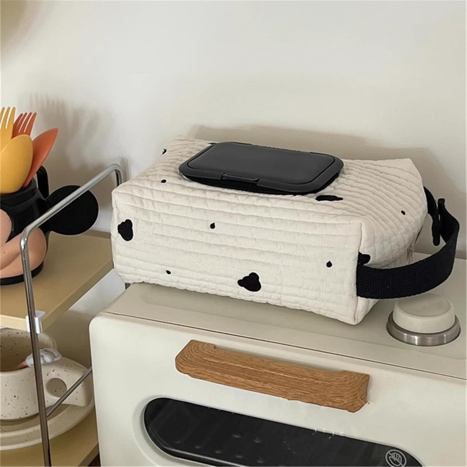 BLULILY compact wipe holder fits small stroller setups.