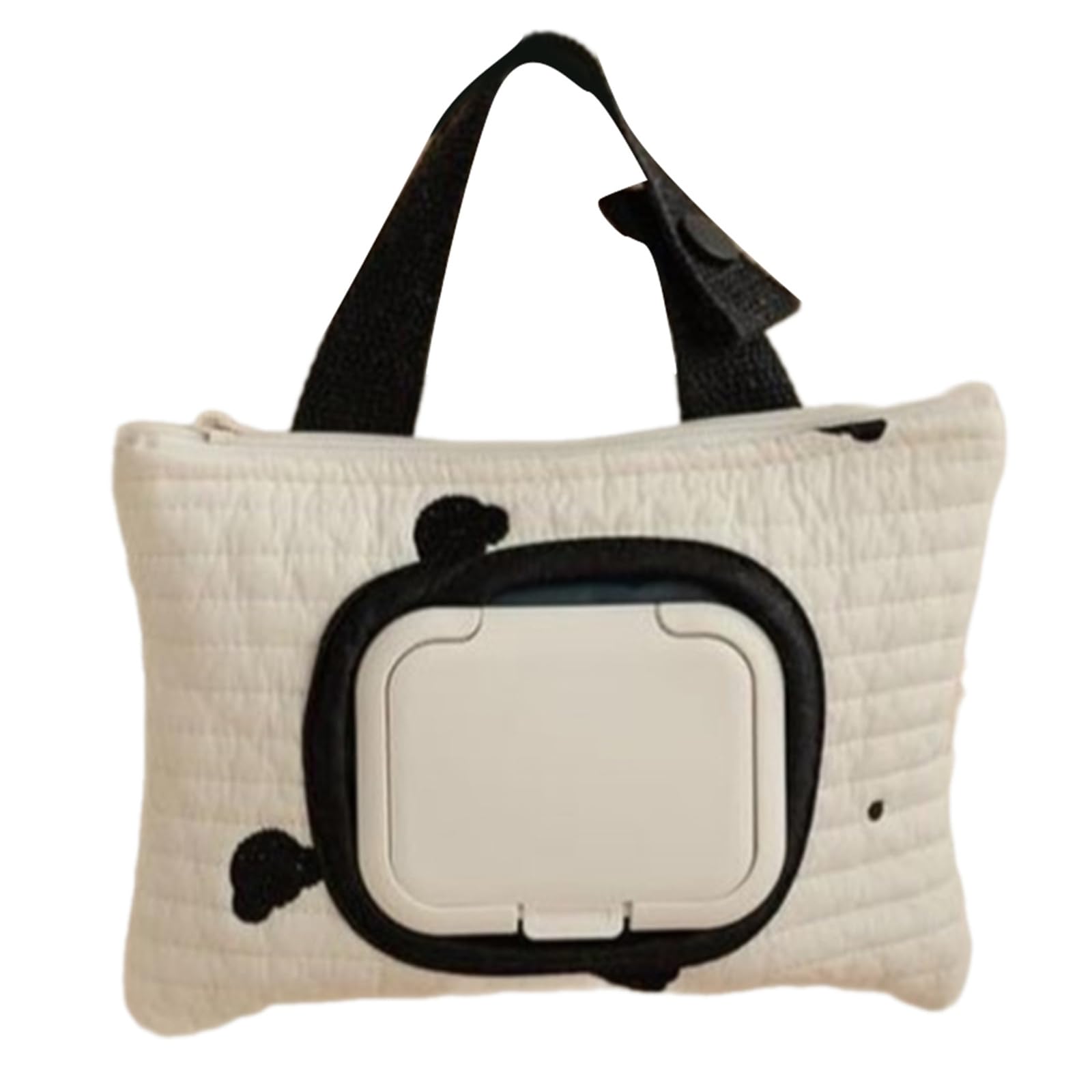 BLULILY embroidered bear stroller wipe pouch keeps wipes handy during travel.