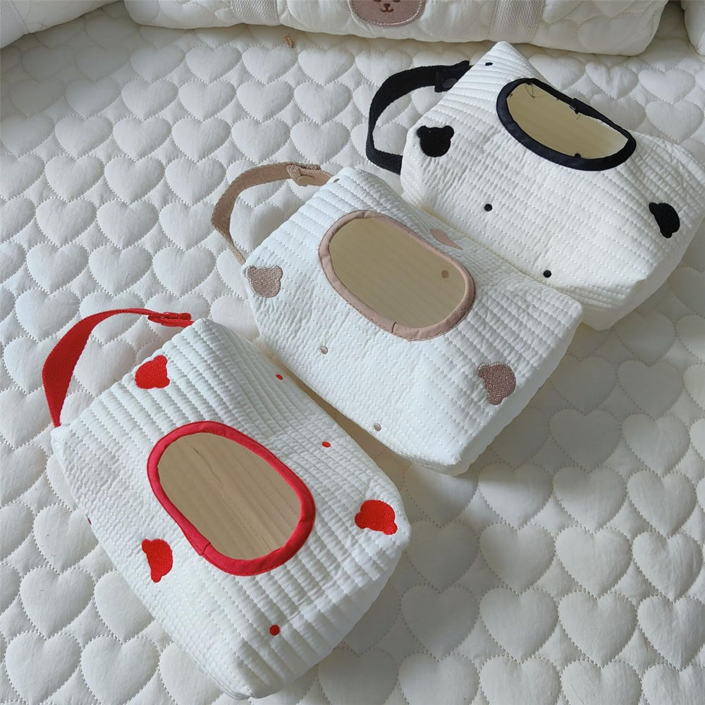 BLULILY soft fabric wipe bag protects wipes on strolls.