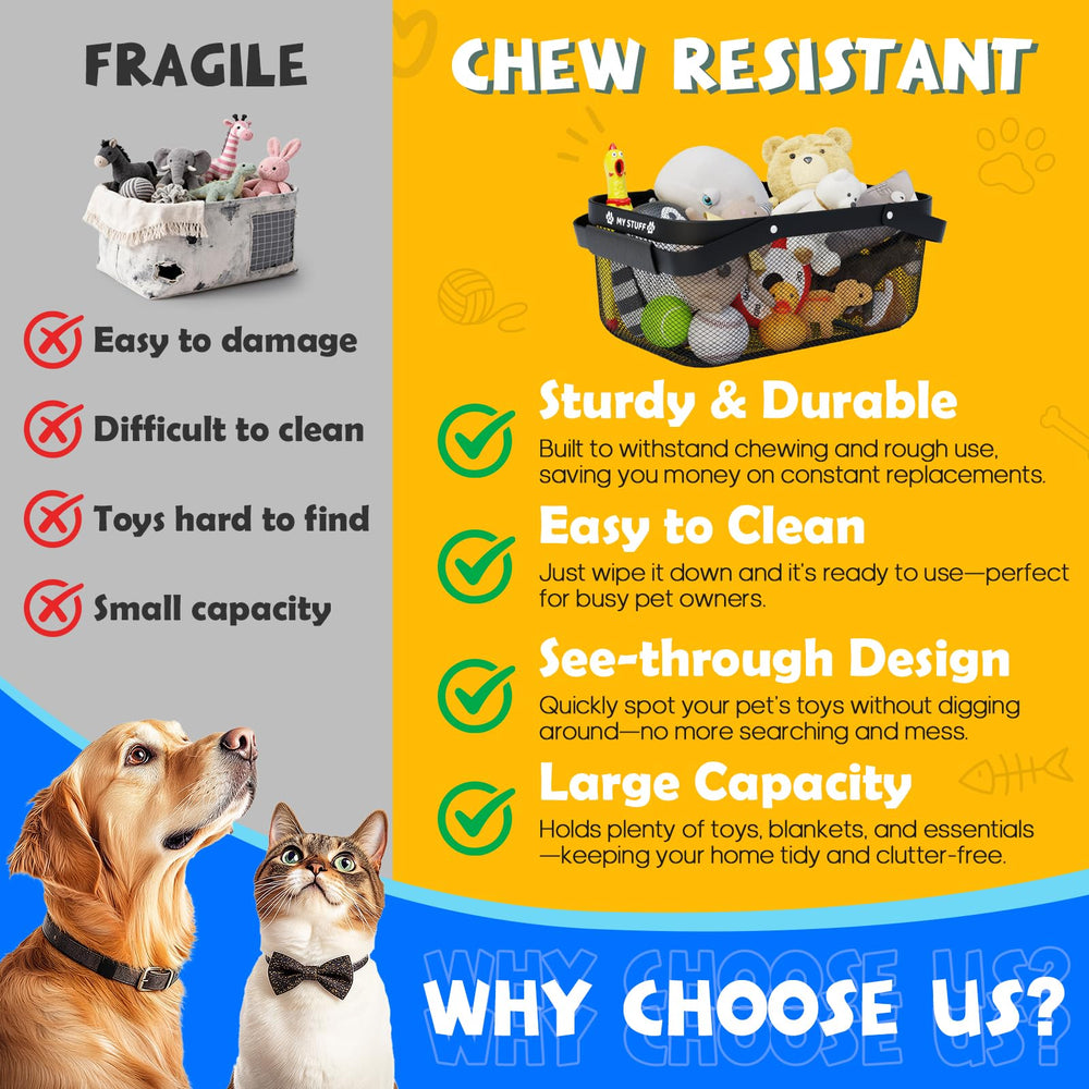 BluPup chew-proof toy storage box keeps mess contained and easy to clean.