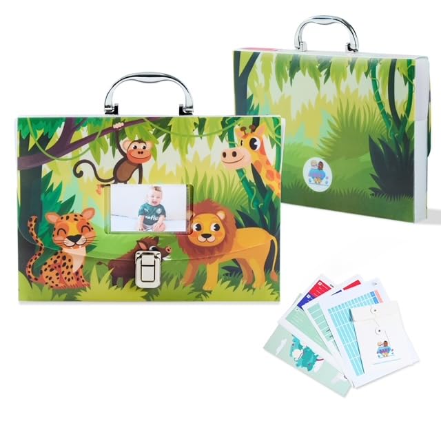 BLUSHY BABY 12-pocket organizer with a sturdy handle for portable baby paperwork.