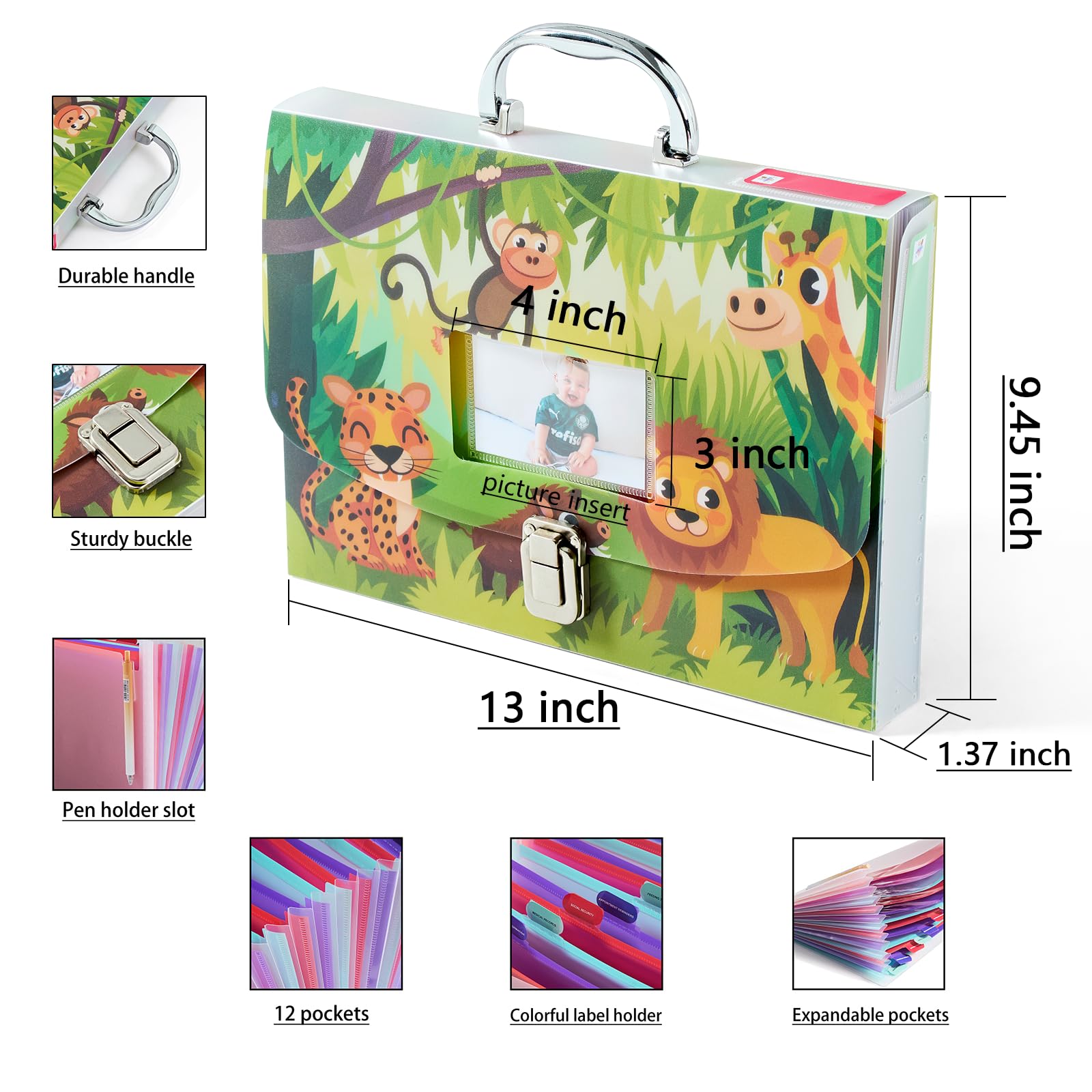 BLUSHY BABY green file organizer with secure lock for safekeeping keepsakes.