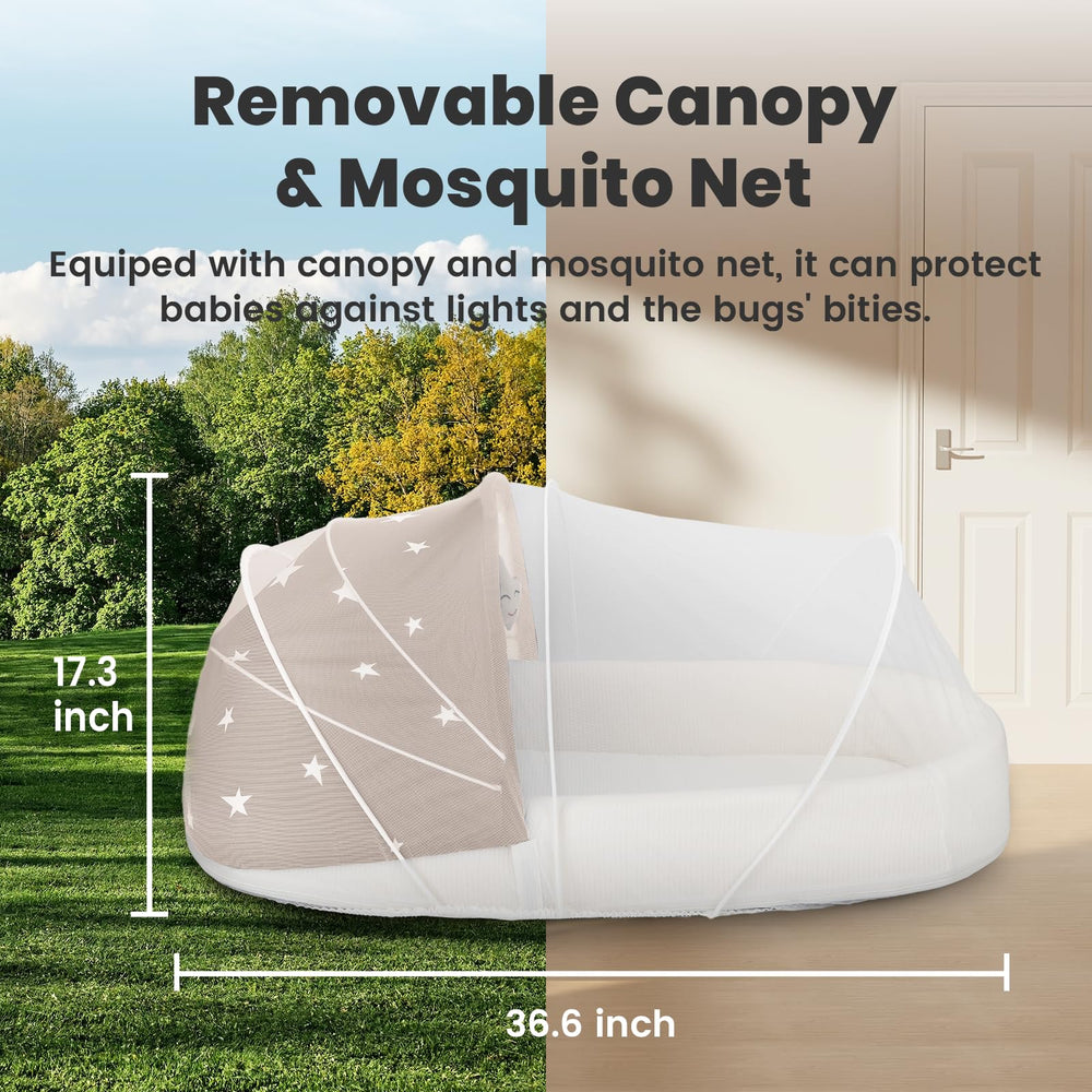 BNAKKON bassinet grey with mosquito net outdoors for protection