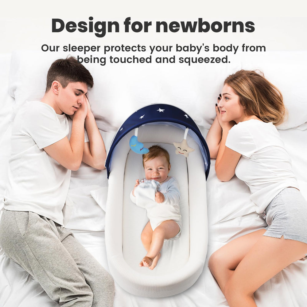 BNAKKON portable bassinet blue washable fabrics, easy cleaning after outdoor use