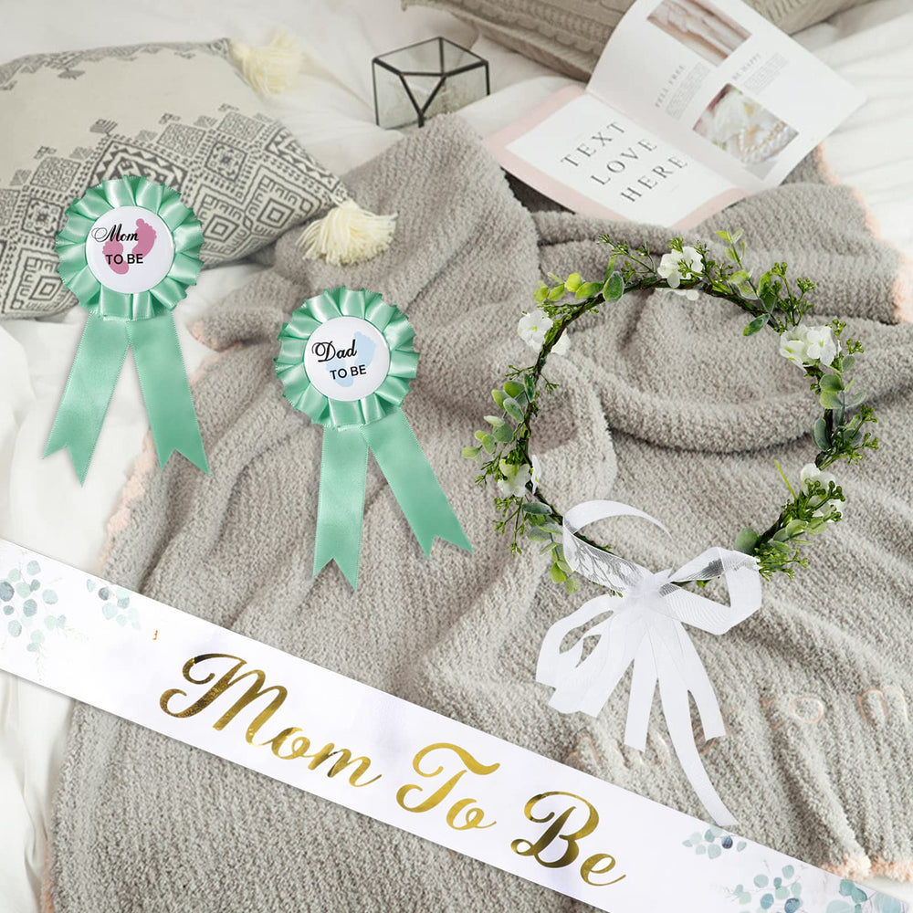 Bnapott baby shower flower crown with leaf motif for elegant head styling