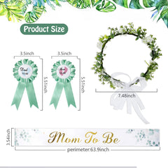 Bnapott parents-to-be corsage in sage green leaves to match the sash
