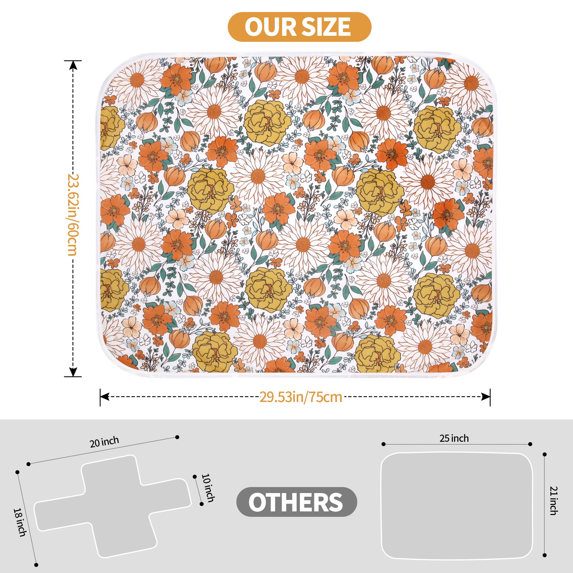 Bnditeu Daisy Flower Change Pad folded compact for easy carrying in a diaper bag