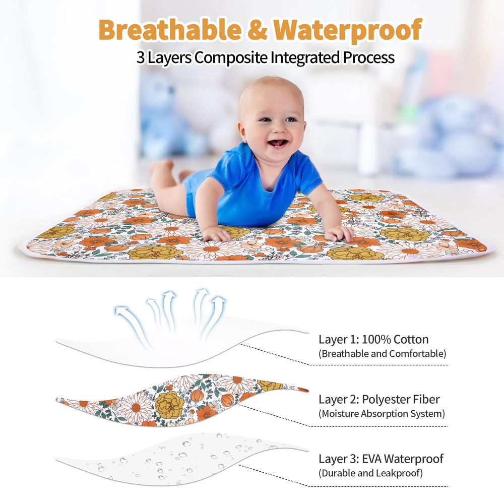 Bnditeu Daisy Flower Change Pad waterproof bottom layer prevents leaks during changes