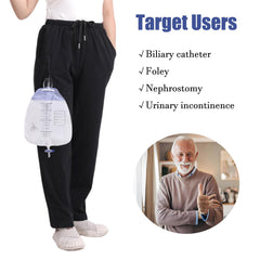 BNOKRTEP catheter leg bag pants 2000ml capacity demonstrates secure bag attachment and reliability.