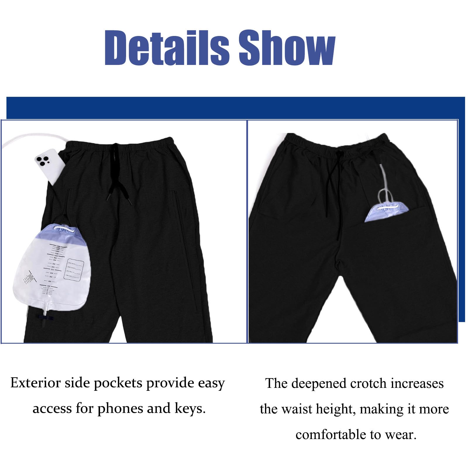 BNOKRTEP catheter leg bag pants discreet fit hides bags under clothing while staying comfortable.