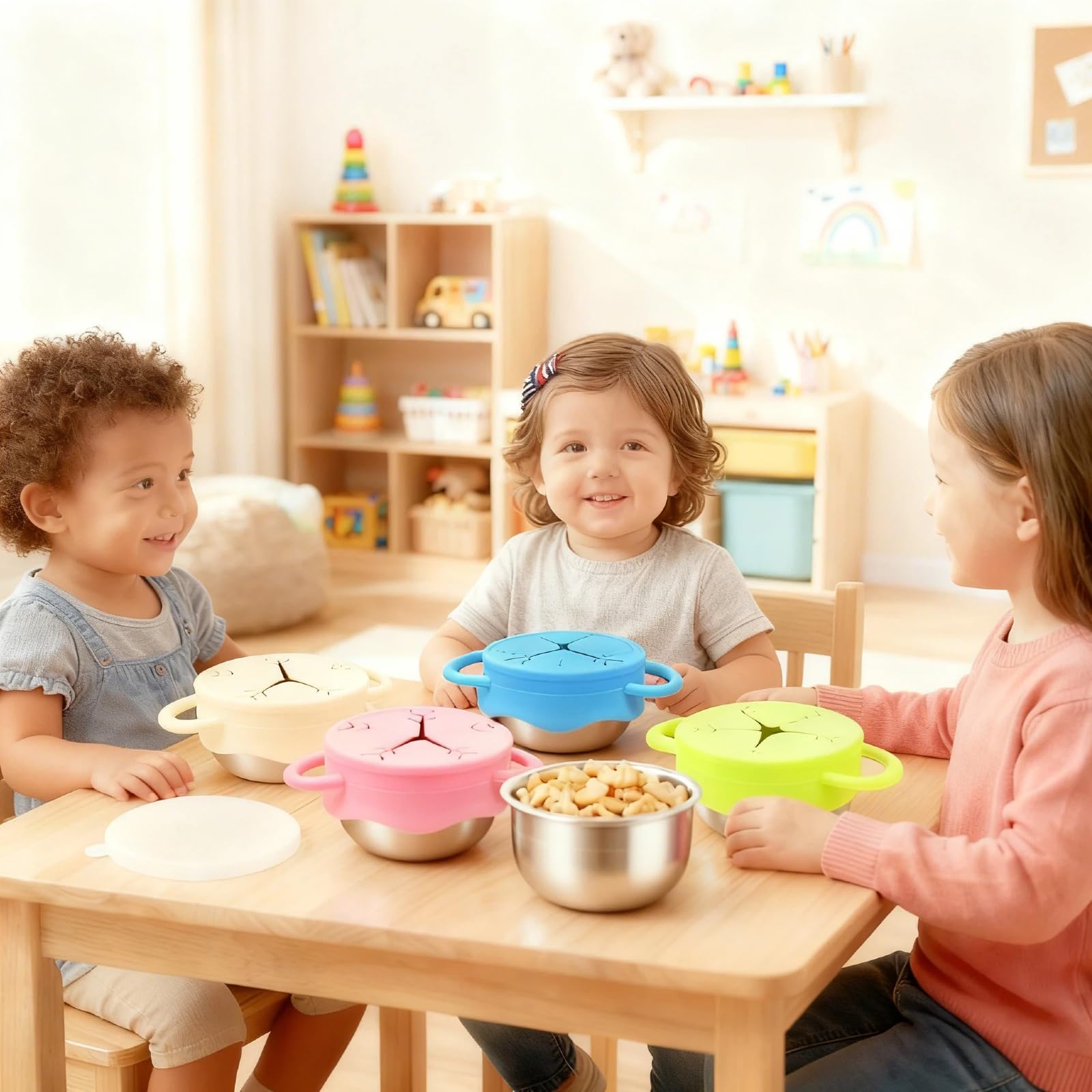 Food-grade silicone and stainless steel materials.