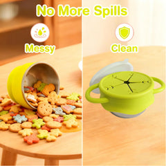 Durable stainless steel base for toddlers' snack cups.