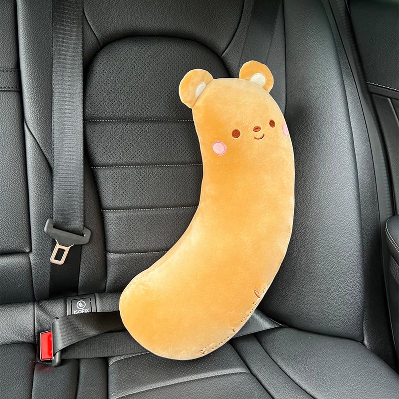 BNTR car seat belt cover with rabbit toy adds comfort on long drives