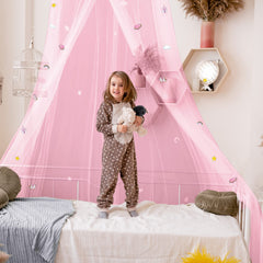 Boao glow-in-dark canopy hanging setup shows easy installation over various bed sizes.