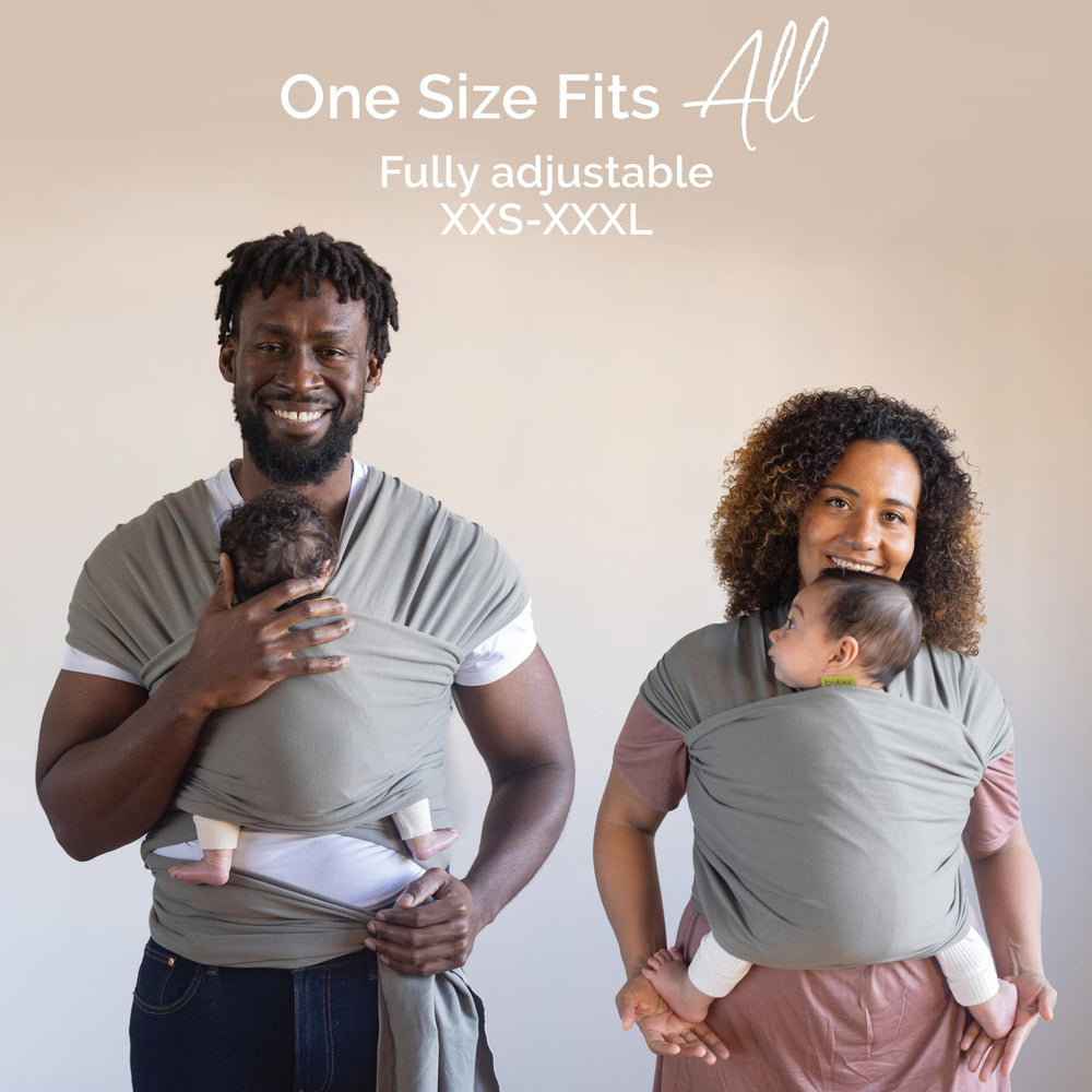 Boba Baby Wrap Grey promotes calm, connected bonding with baby.