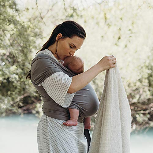 Boba Baby Wrap Grey enables hands-free movements while baby stays close.