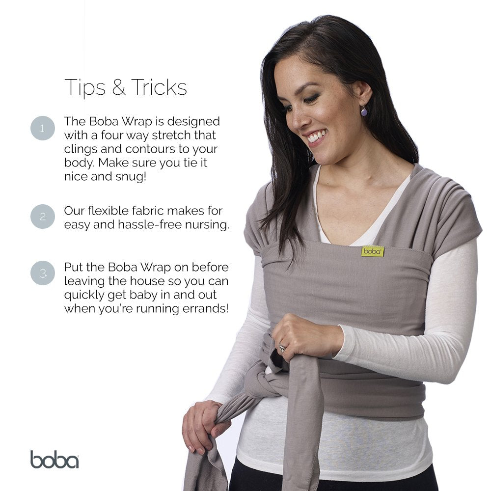 Boba Baby Wrap Carrier shown in one-size-fits-all fit