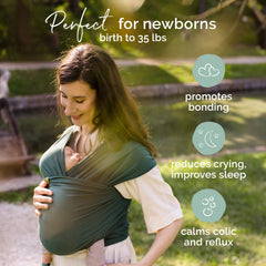 Boba Baby Wrap original ergonomic fit provides hip-healthy support for comfortable wear
