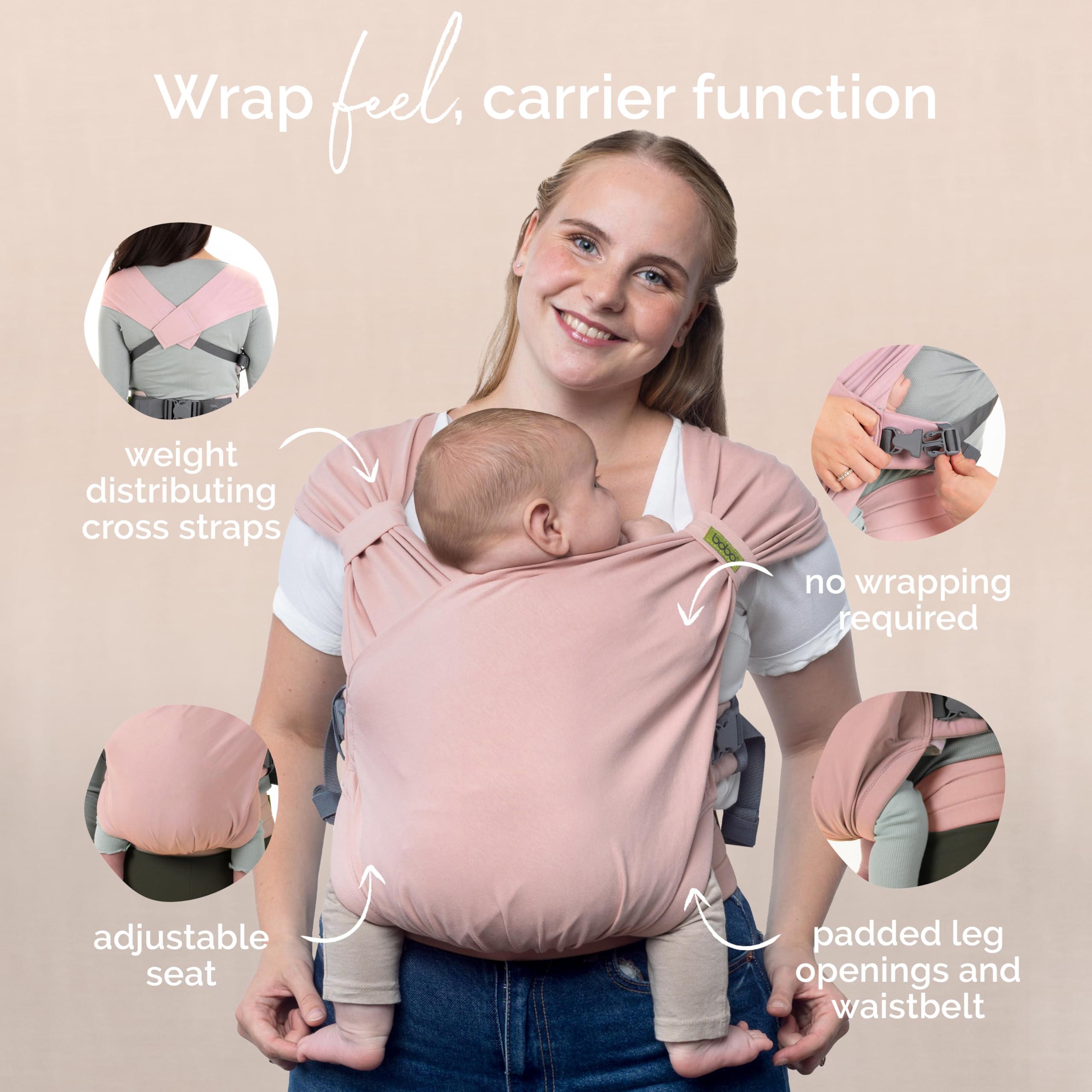 Boba Bliss grows with baby from newborn to toddler weight range.