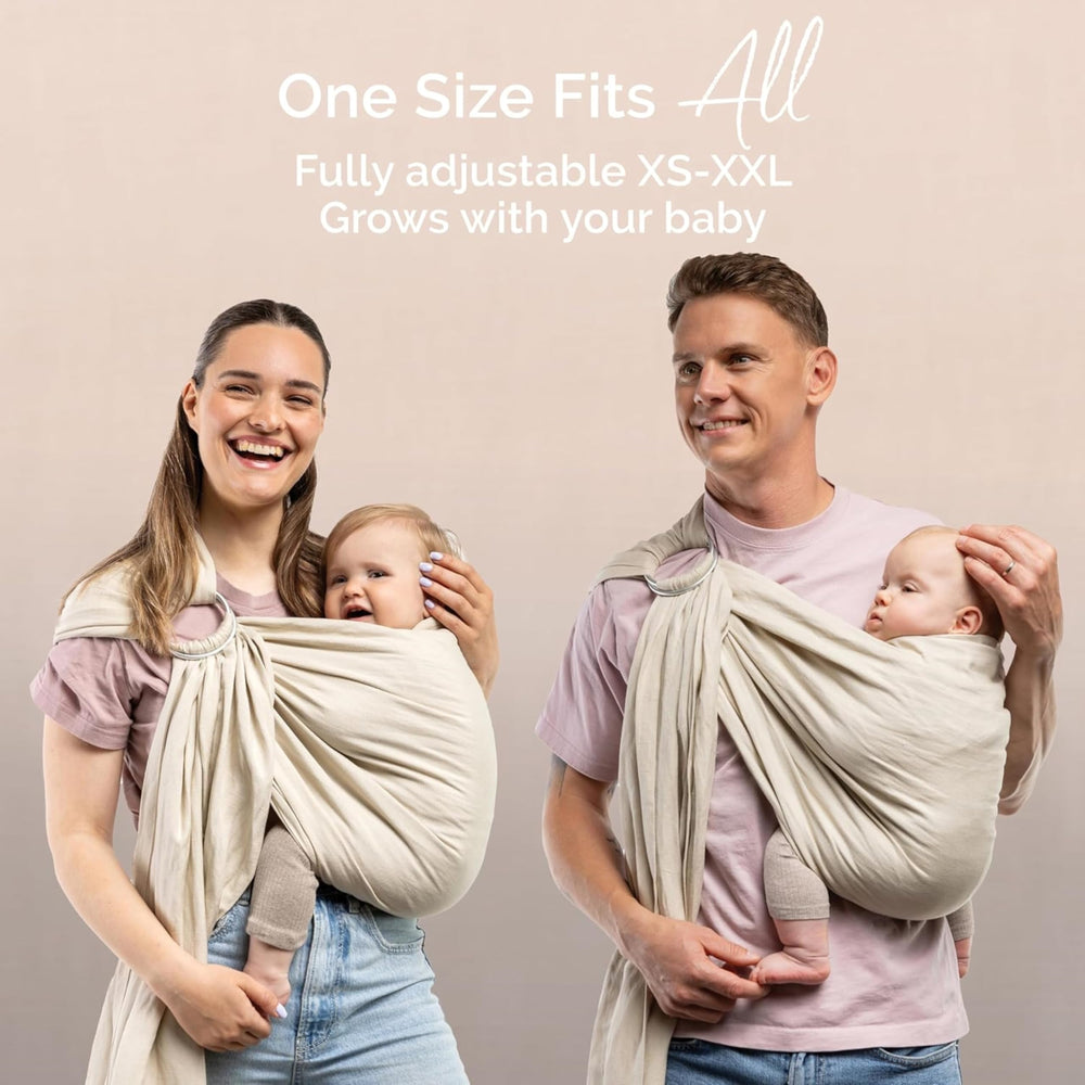 Boba newborn in sling demonstrates gentle support and secure, cozy feel