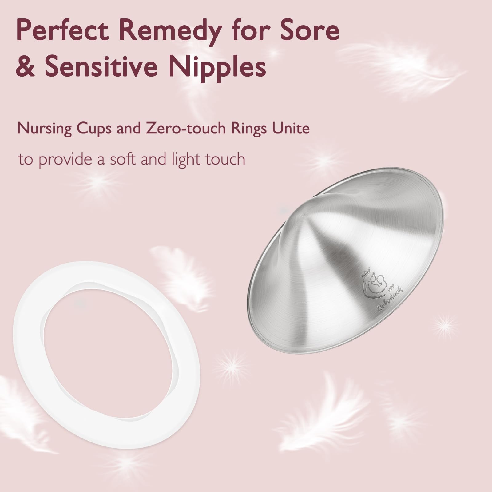 Boboduck 999 silver nipple shields under clothes illustrate comfortable fit for any size.